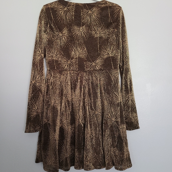 NWT Show Me Your Mumu Dominique Gold Shimmer Long Sleeve Babydoll Mini Dress XL - Picture 10 of 10